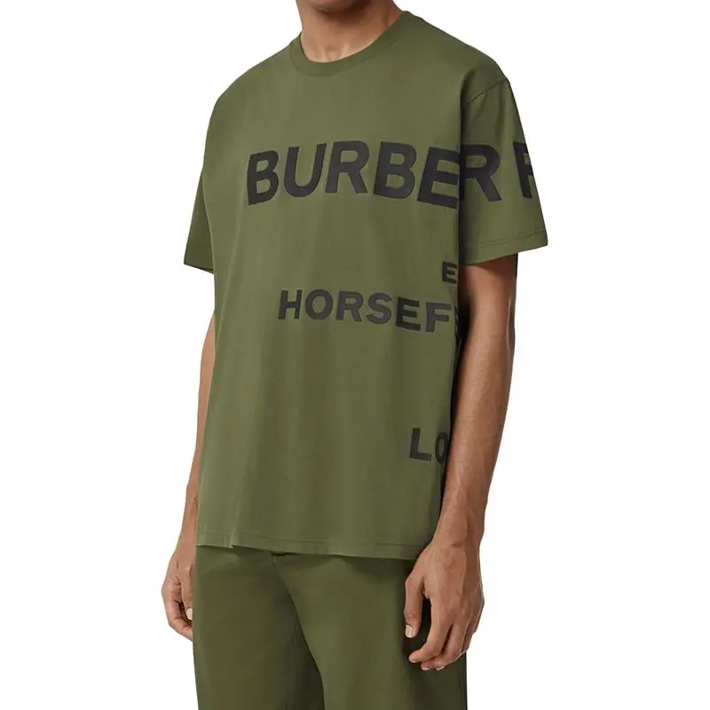 Burberry Horseferry Print Cotton Oversized T-shirt Olive/Black-3