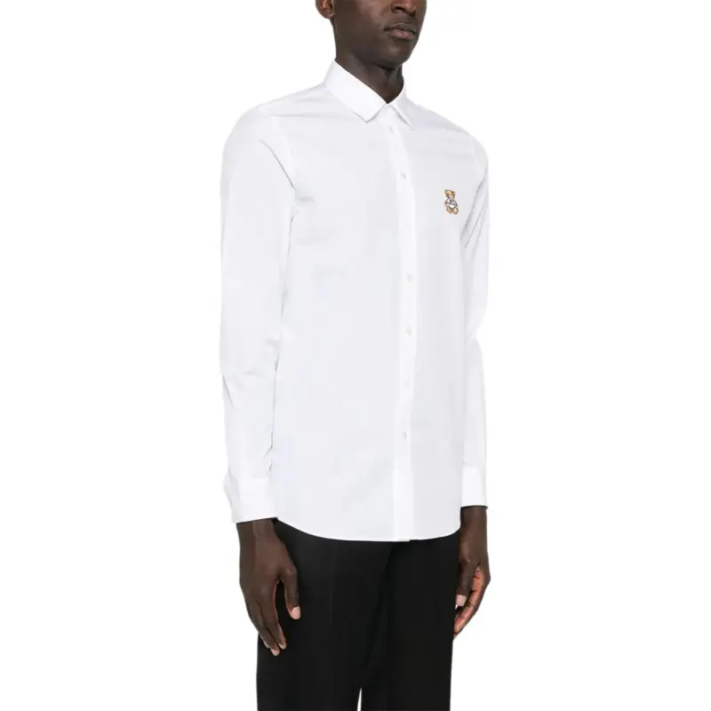 MOSCHINO Teddy Bear patch Cotton Shirt-4