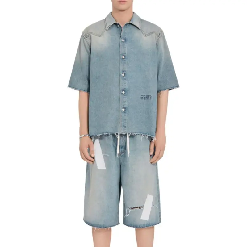 MM6 Maison Margiela Short Sleeved Denim Shirt-1