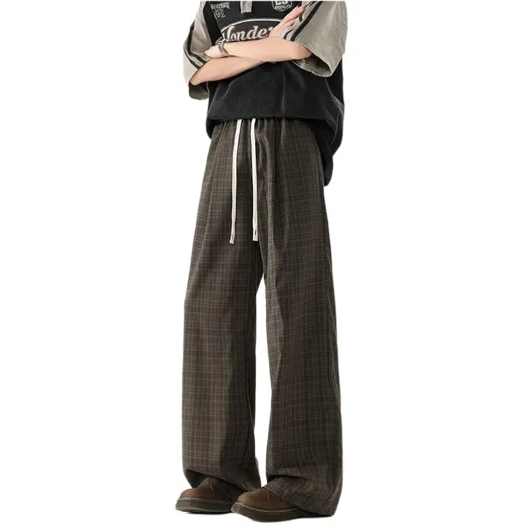 BEAR UNION Casual Pants Unisex Black White Plaid-6