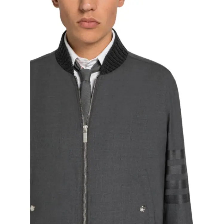 THOM BROWNE 4 Bar Stripe Wool Bomber Jacket-5