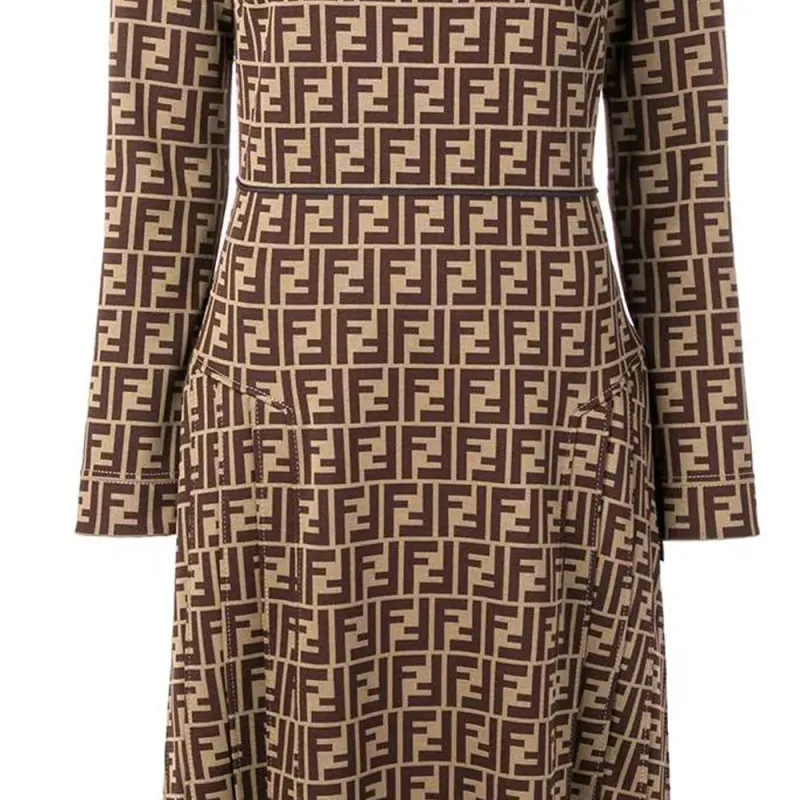 FENDI SS22 Long-Sleeved Dresses Women's Brown-1