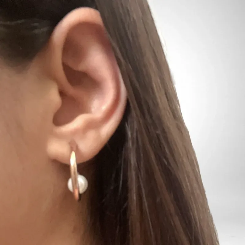 Pandora Pearl Earrings Unisex Rose Gold-3