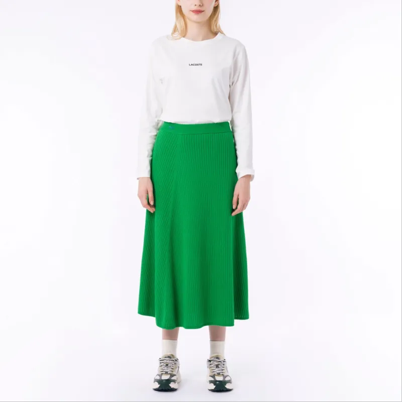 LACOSTE Casual Long Skirt Women's Green-2