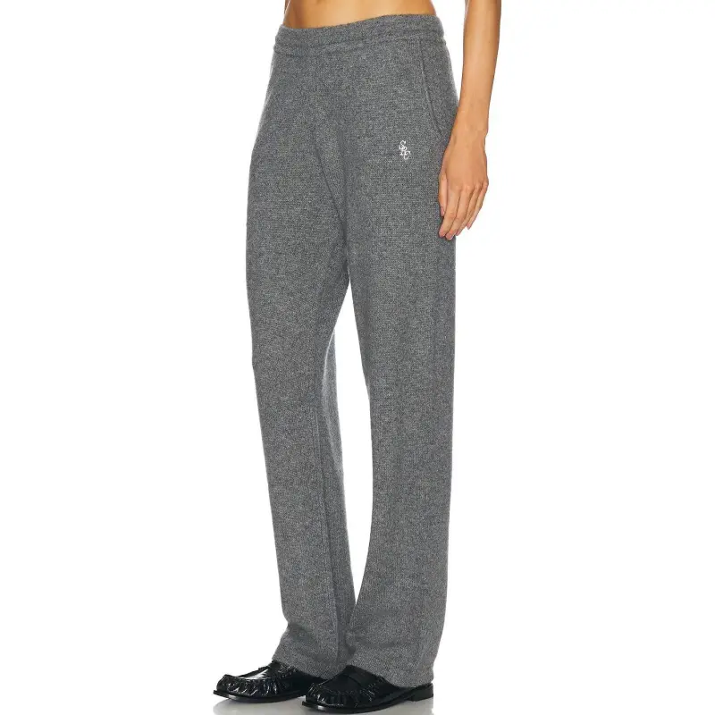 SPORTY & RICH Src Cashmere Trousers 'Heather Grey/White'-3