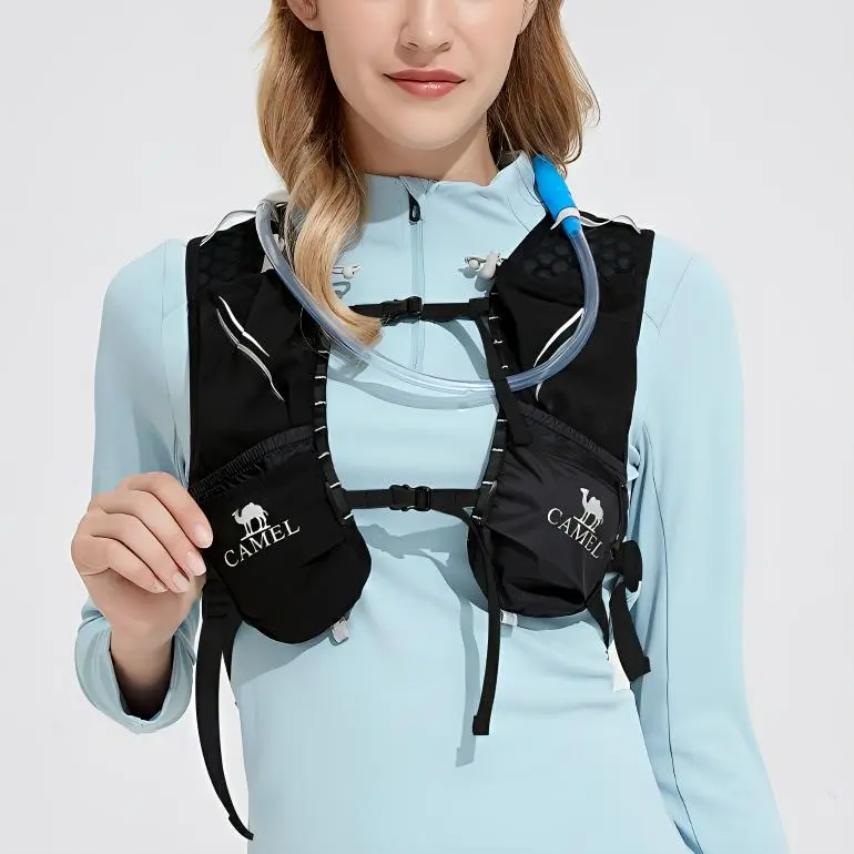 CAMEL Abrasive Fabric Backpack Medium Size Unisex Blue/Black-3