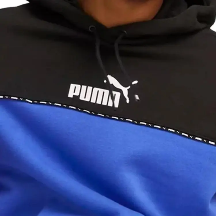 PUMA ESS BLOCK X TAPE HOODIE FL Sweatshirt Men's Blue-5