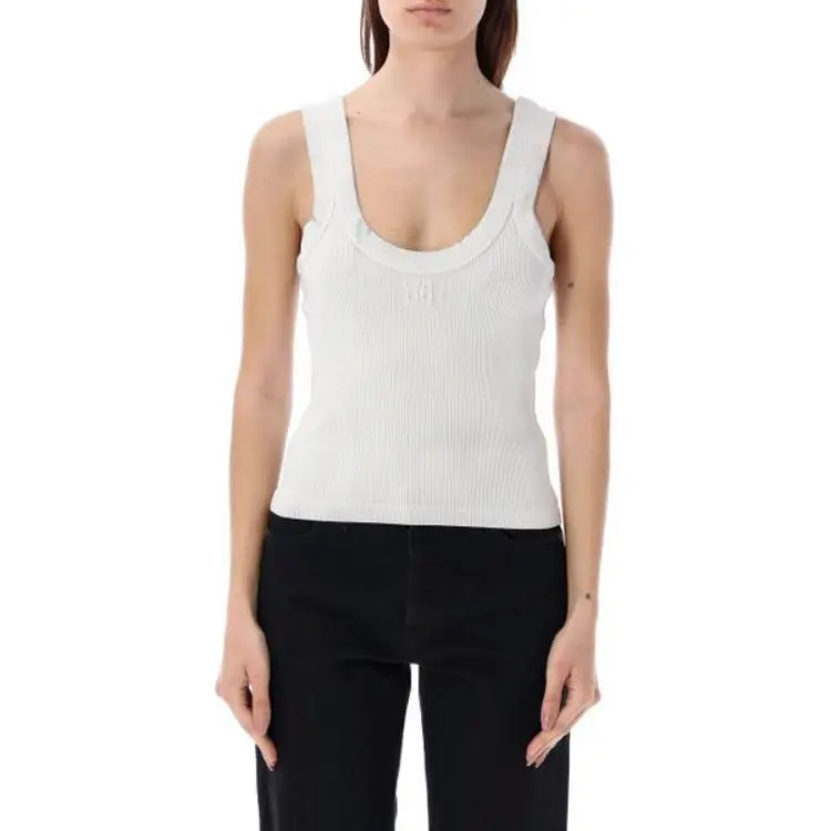 Alexander Wang Logo Embossed Fine Ribbed Tank Top-2