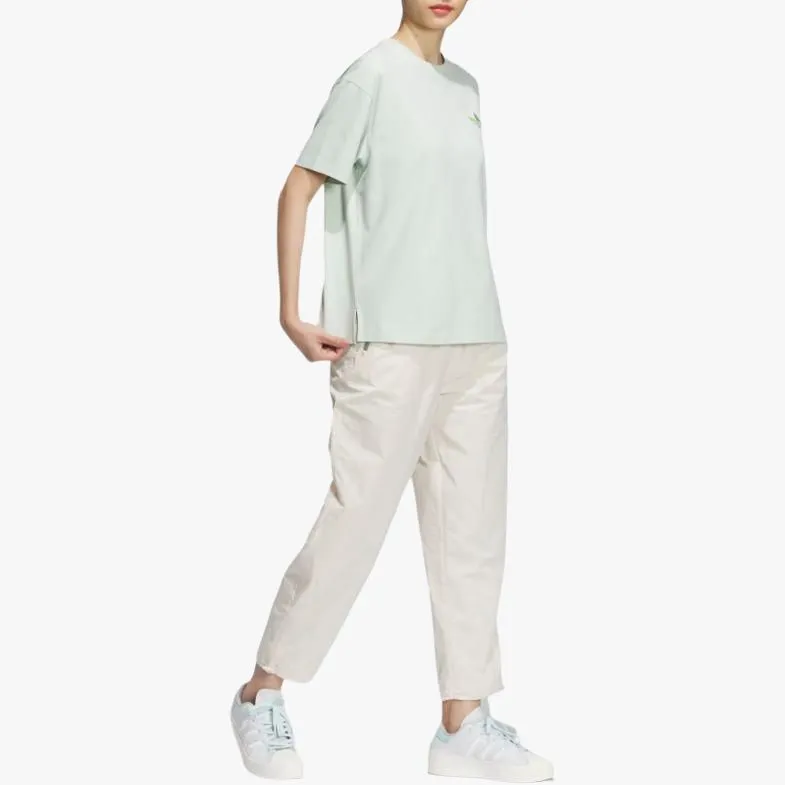 adidas originals Women's Lifestyle Logo Print Short Sleeve Tee Women's 'Linen Green'-3