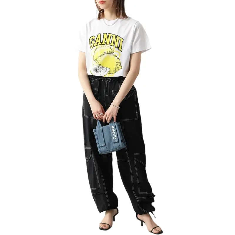 GANNI Logo print Organic cotton T shirt-2