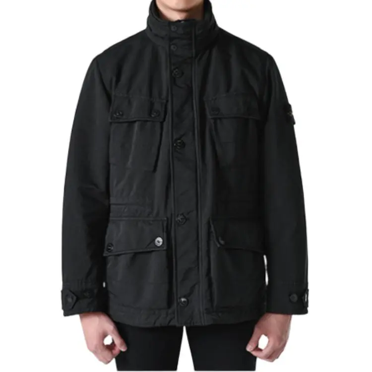 STONE ISLAND Logo Patch Funnel Neck Coat-1