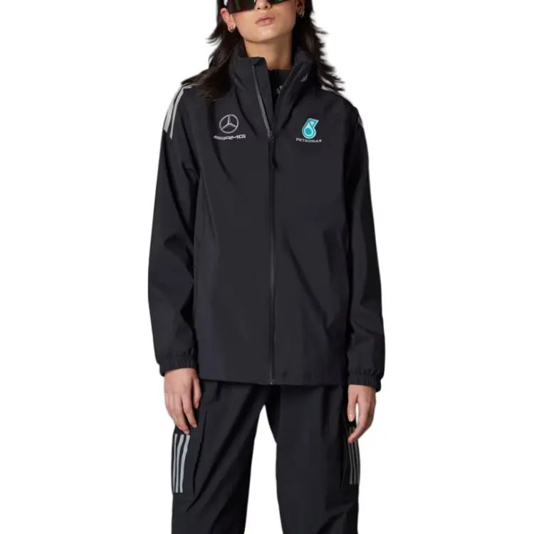 Adidas TEAM Jackets Coats Women's Black/Reflective Silver-1