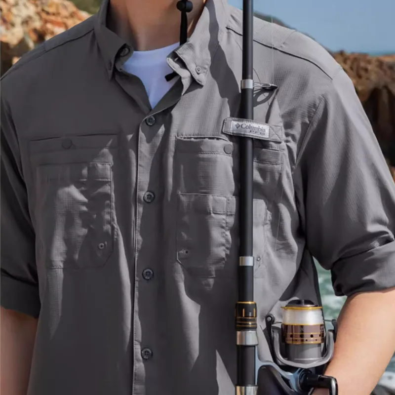 Columbia PFG Shirts Unisex Gray/023-3