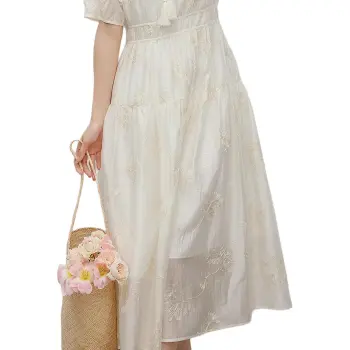 Hopeshow Short Sleeved Dress Women's Light Beige