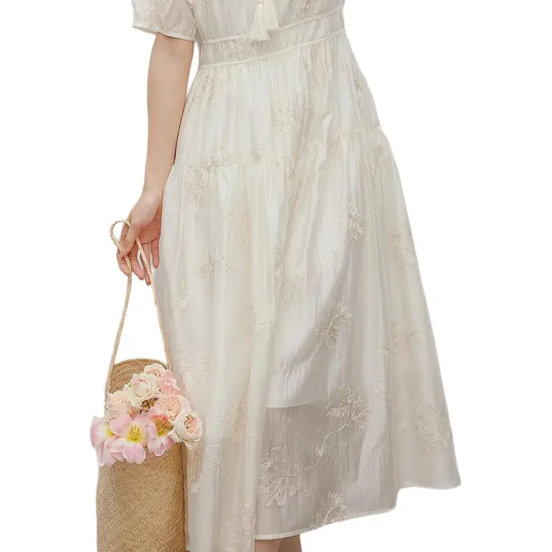 Hopeshow Short Sleeved Dress Women's Light Beige-0