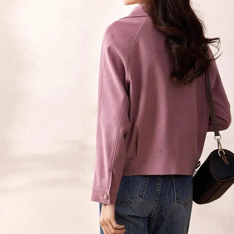 OUNIXUE Denim Jackets Women's Pink Purple-3