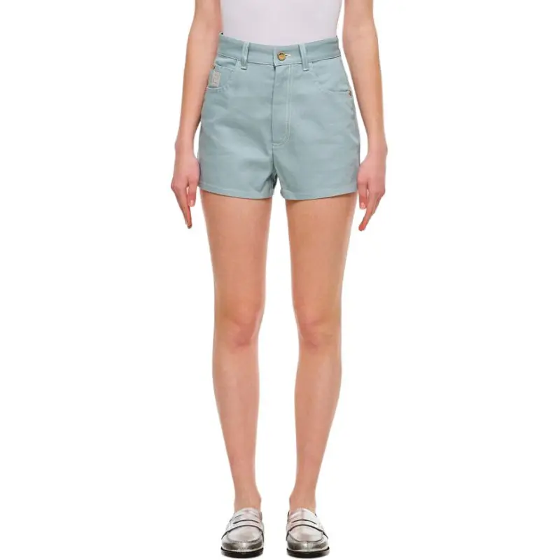FENDI Ff Embroidered Denim Shorts-4