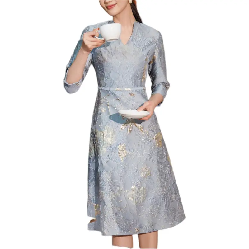 BBLLUUEE Long Sleeved Dress Women's Aqua Blue-2