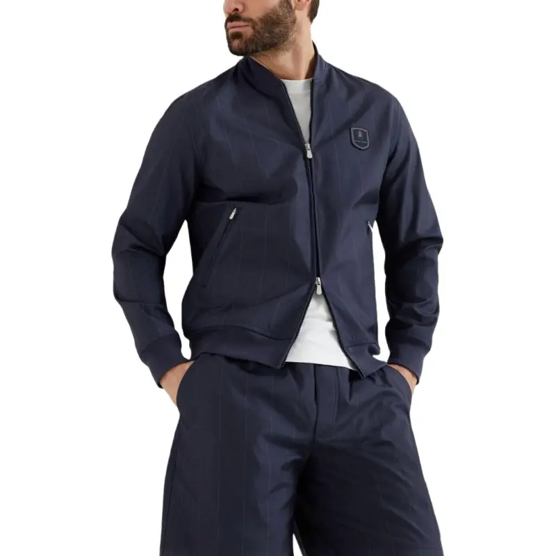 Brunello Cucinelli Logo appliqué Striped Jacket-3