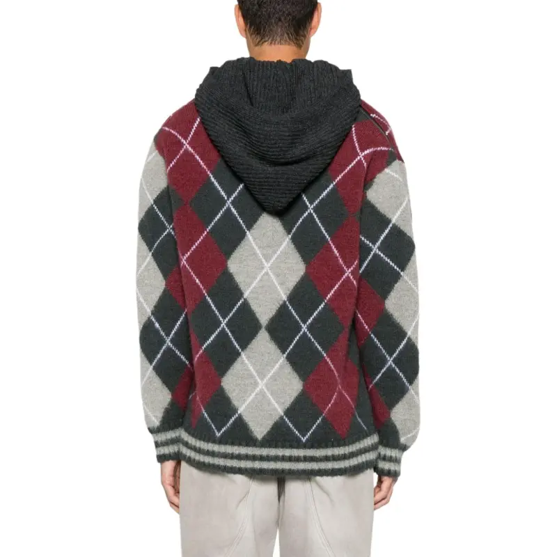 Y/Project Argyle-Knit Hooded Jumper-1