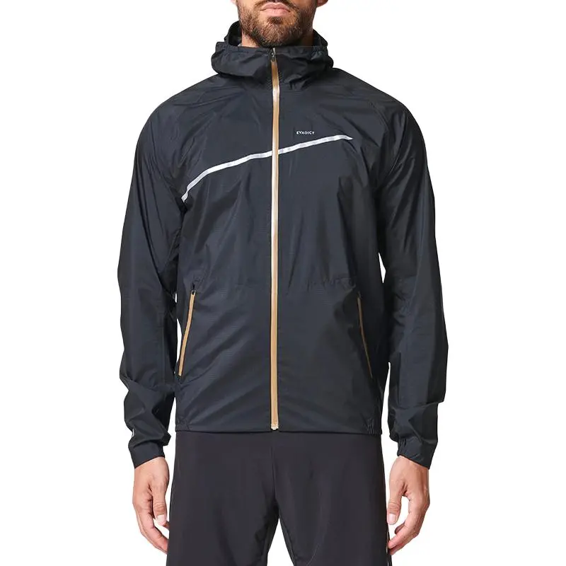 DECATHLON Trail Running Waterproof And Windproof Windbreaker Jacket Men's Dark Shadow Black-1
