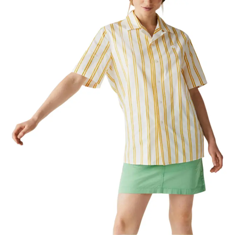LACOSTE Shirt Unisex Yellow White Stripes-1