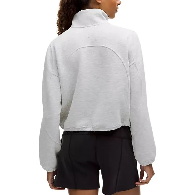 Lululemon Brushed Softstreme Half ZipSoftstreme™ Jackets Coats Women's Gray White-1
