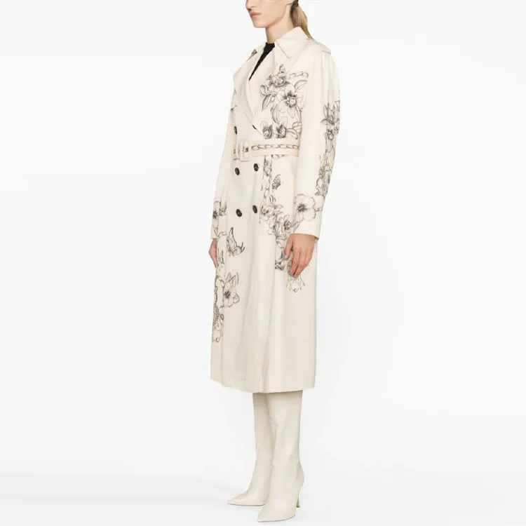 PINKO SS23 Trench Coat Women's Ivory White-3