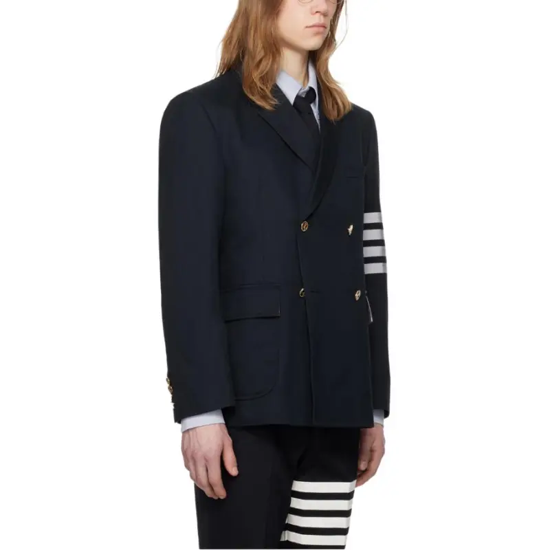 THOM BROWNE 4 Bar Striped Double Breasted Blazer-3