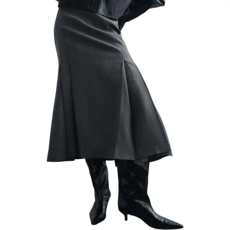 ZARA ZW Series Casual Long Skirts Women's Gray-2