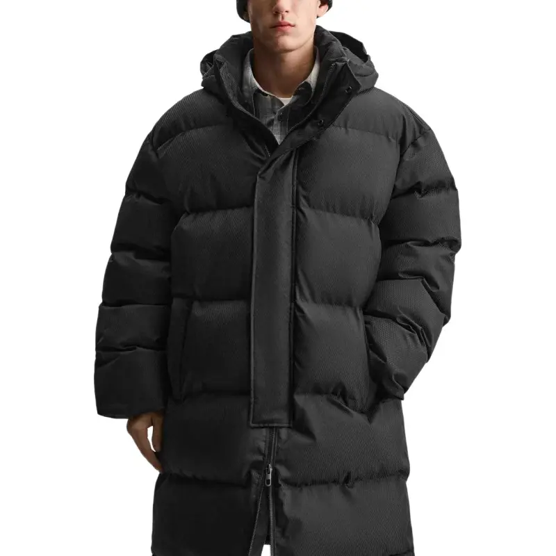 ZARA Puffer Jackets Men Black-3