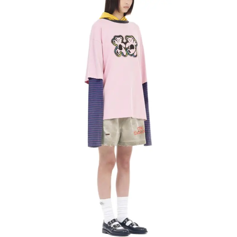 WE11DONE Teddy Twins Layered Hoodie-2