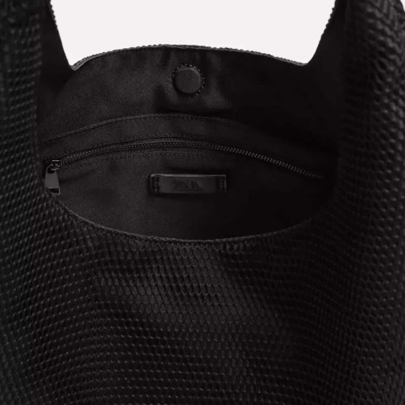 ZARA Polyester Shoulder Bag Medium Size Men's Black-2