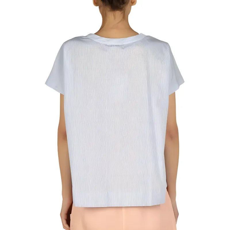 ASPESI Striped V Neck Short Sleeved Top-1