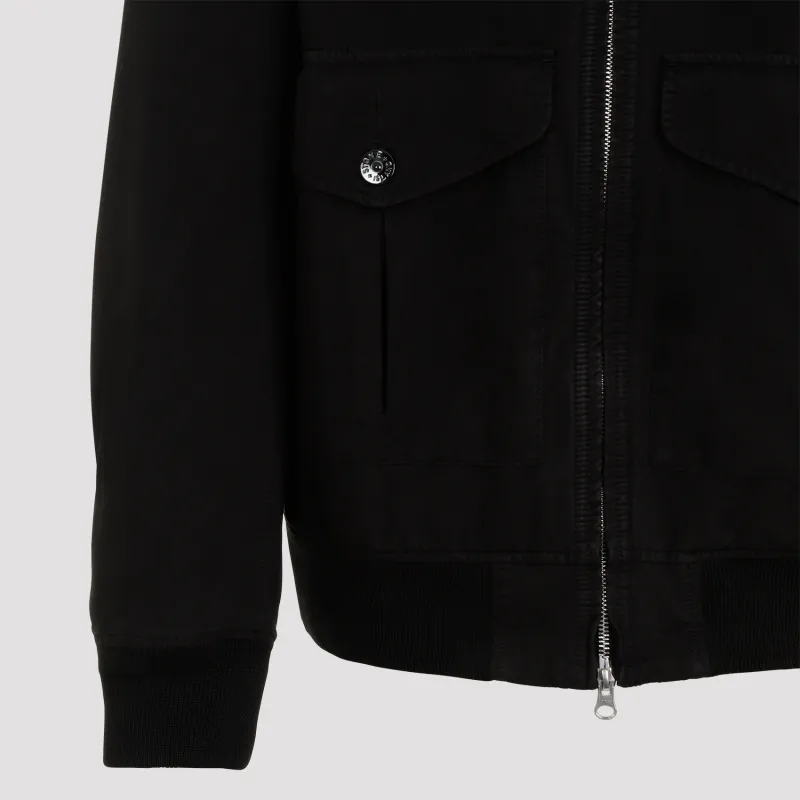 STONE ISLAND Logo Patch Zip Up Bomber Jacket-5