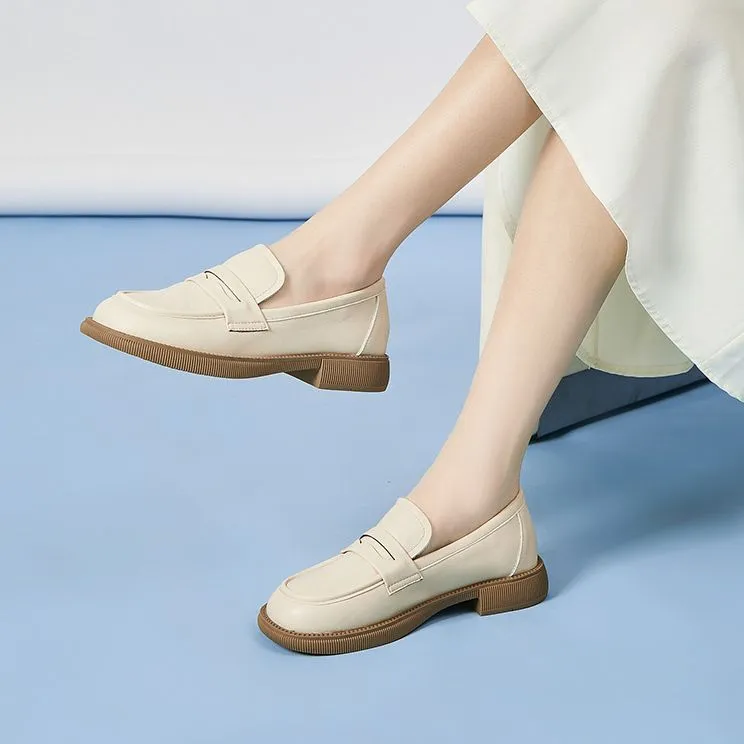 KEKAFU Loafers Women's Low Top Beige/Black-6