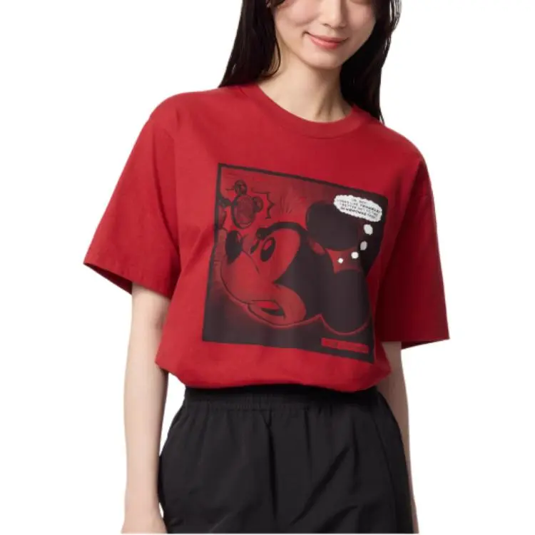 UNIQLO Disney Co brand T Shirt Unisex Red-3