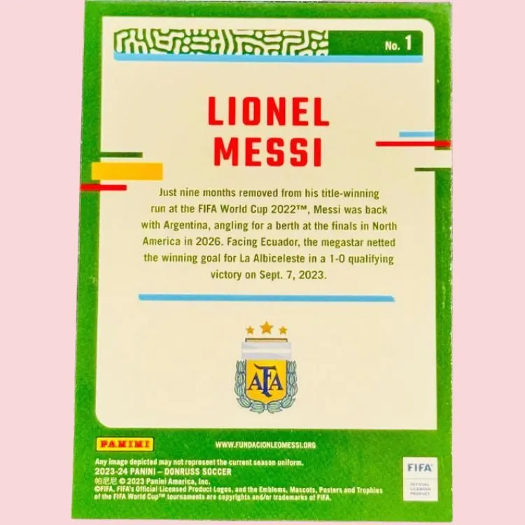PANINI Messi Messi Argentina Barcelona Optic Base Player Card Standard Condition Sports Cards 1 Pc-3