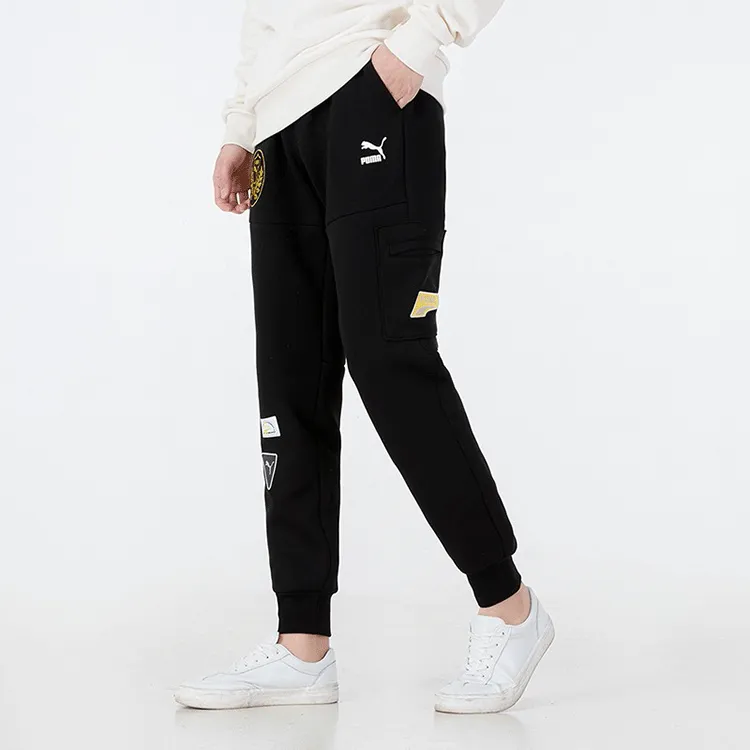 PUMA Mix Badge Knitted Sweatpants Unisex Black-2