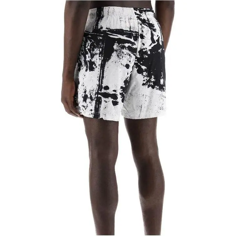 Alexander McQueen Pattern Printed Logo Embroidered Swim Shorts-3
