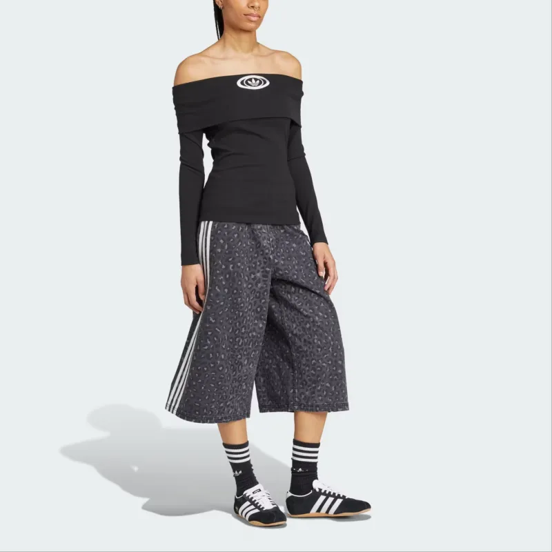 Adidas Women's Off Shoulder Long Sleeve Top Black-1