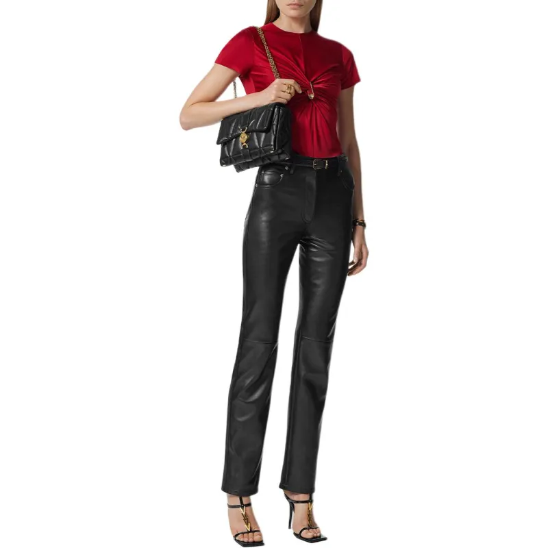 VERSACE Plongé Leather Trousers-1