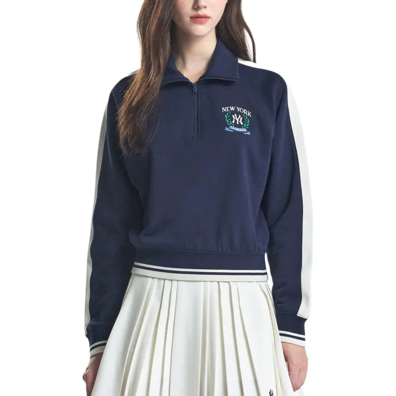 MLB New York Yankees Varsity SPORT IVE TRACK Sweatshirt Women's Marine Blue-3