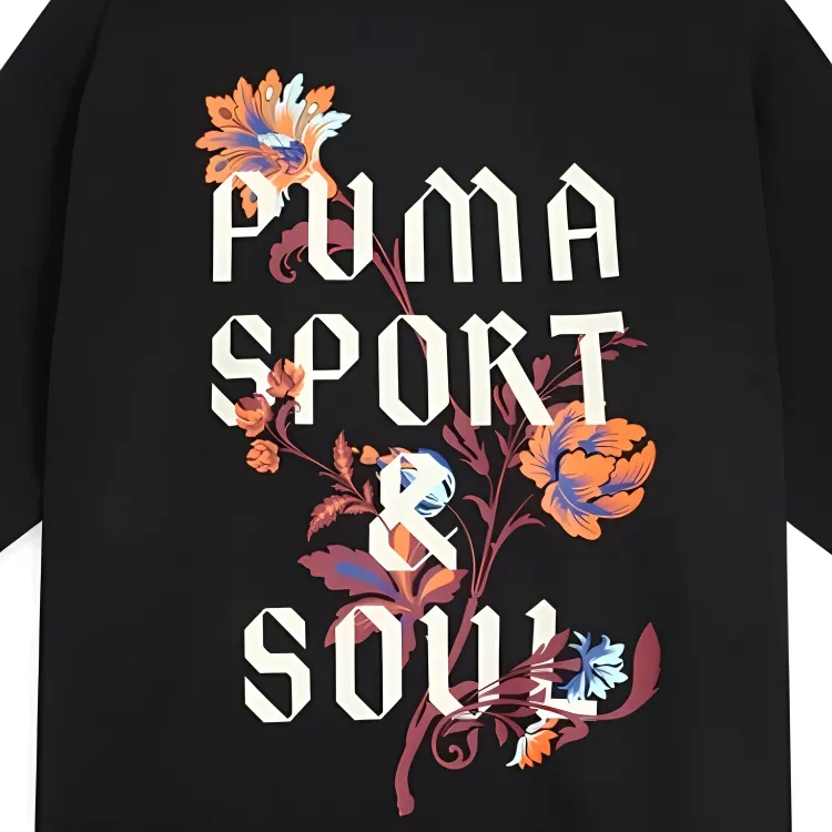 PUMA FloralGraphic Boxy T Shirt Men's Black 01-2