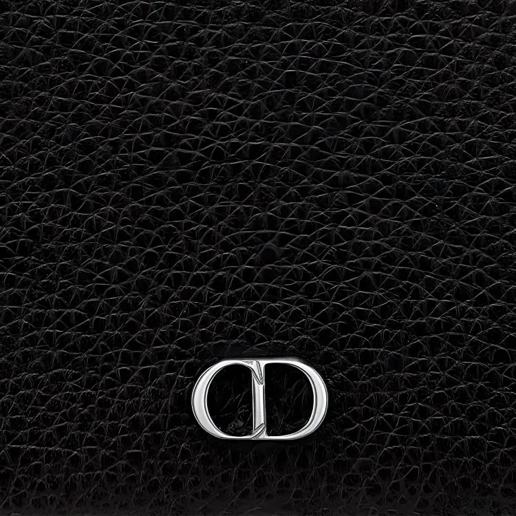 DIOR Grained Calfskin Card Holder Wallet Men's Black-4
