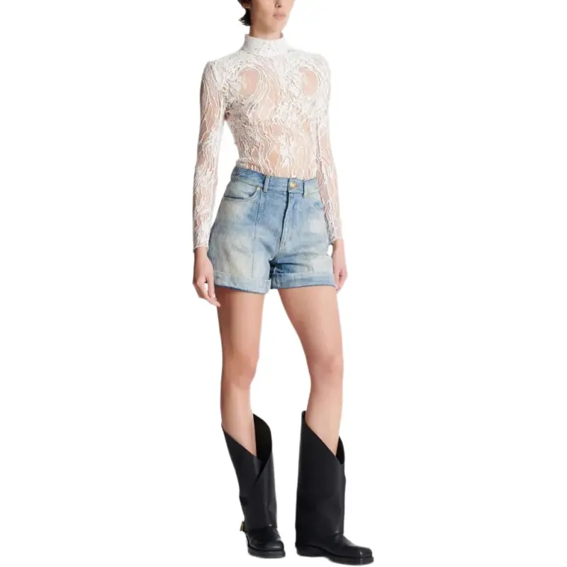 BALMAIN Diamond Denim Shorts-3