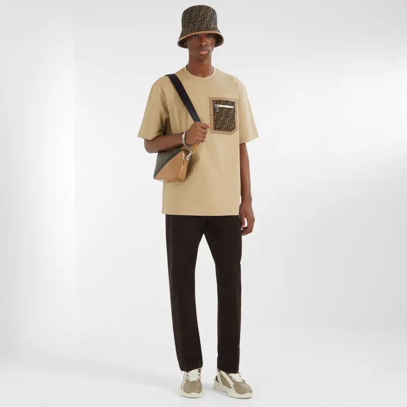 FENDI Monogrammed Pocket Crewneck T Shirt-3