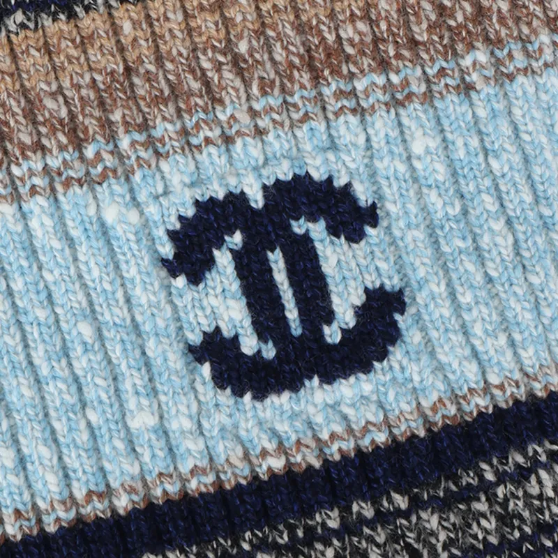 CHANEL Cashmere Knit Scarves Women's Blue-2
