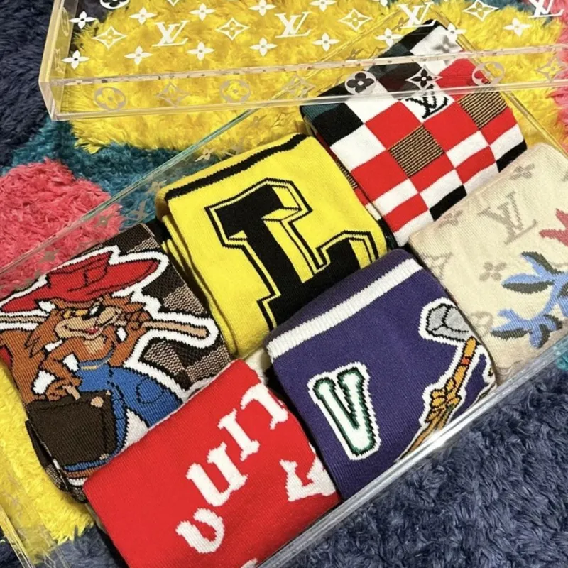 LOUIS VUITTON Knee High Socks Men's 6 Pack Multicolor-3