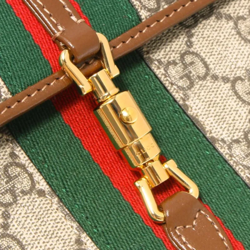 GUCCI Jackie 1961 Canvas With Leather Trim Messenger Bag Canvas Bag Fanny Pack Small Size Unisex Ebony-3